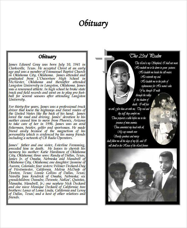 sample of obituary program