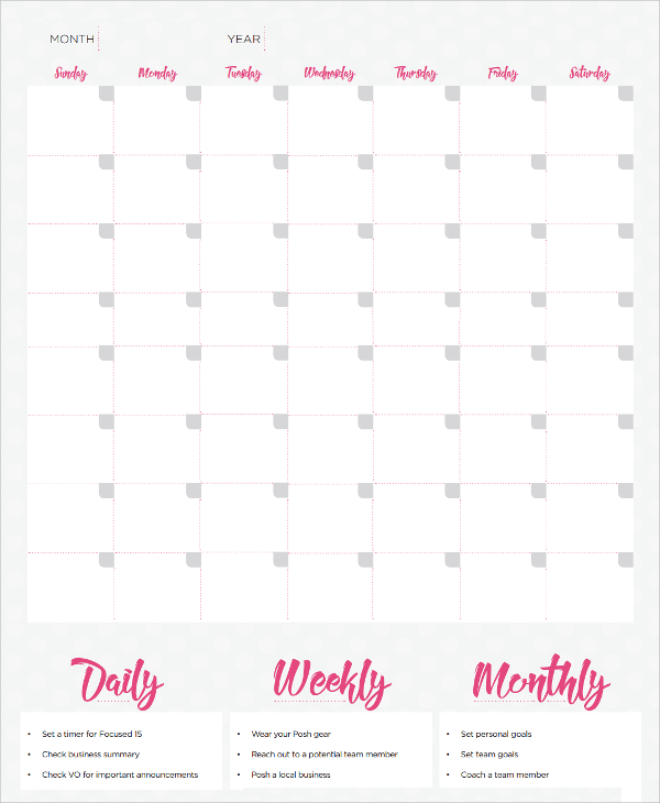 FREE 24 Sample Calendar Templates In MS Word PDF Excel