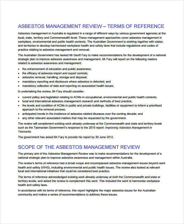 asbestos management review