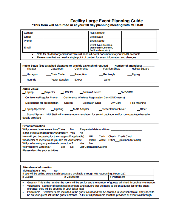 event planning agenda template