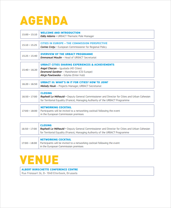 FREE 9 Sample Event Agenda Templates In PDF MS Word