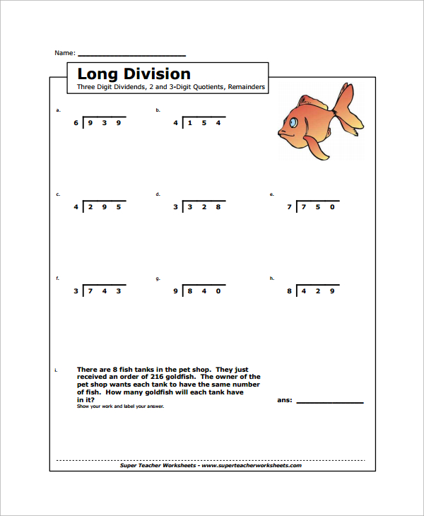 10+ Long Division Worksheet Templates | Sample Templates