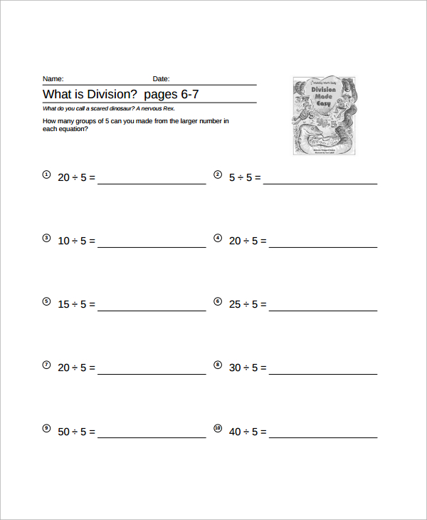 easy long division worksheet