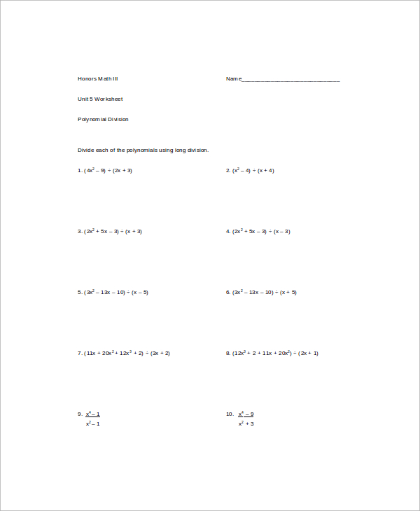 example long division worksheet
