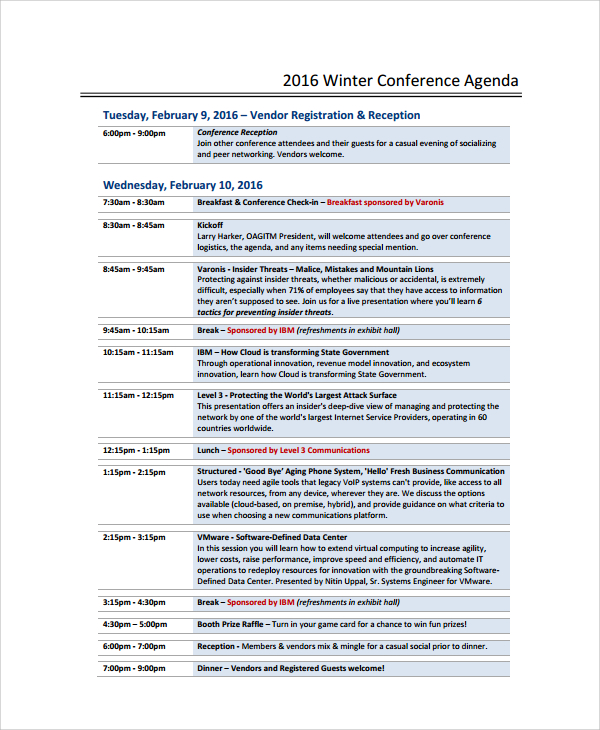 Conference Agenda Templates