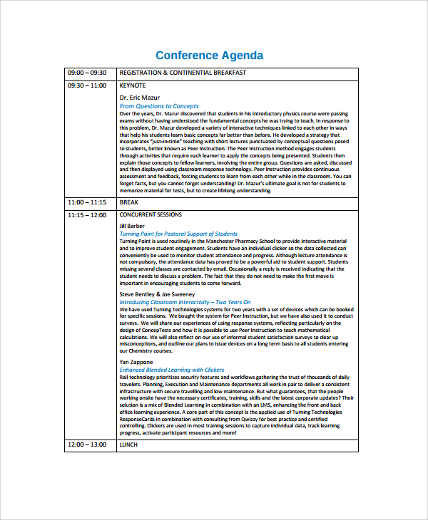 basic conference agenda