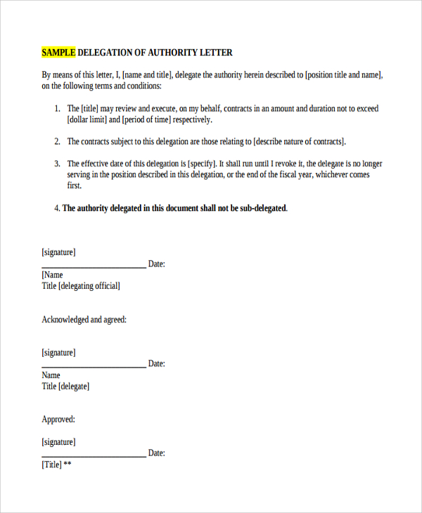 FREE 10 Delegation Letter Templates In PDF