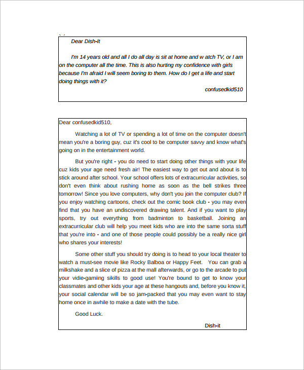 FREE 9+ Sample Advice Letter Templates in MS Word PDF