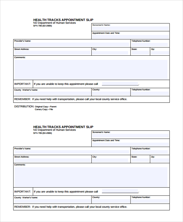 patient appointment card template