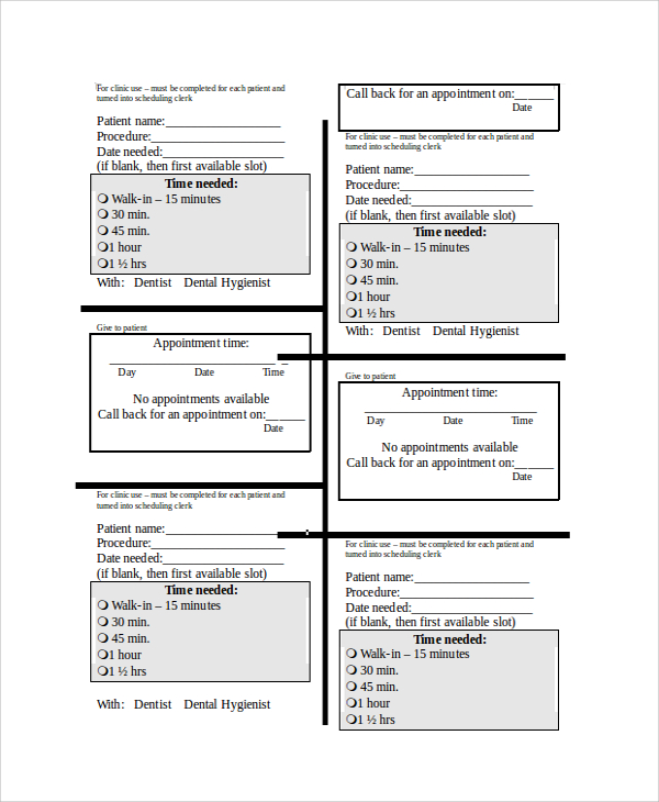 patient appointment slip template