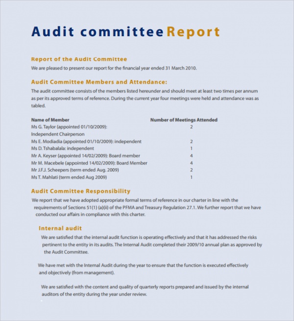 Financial management review report format