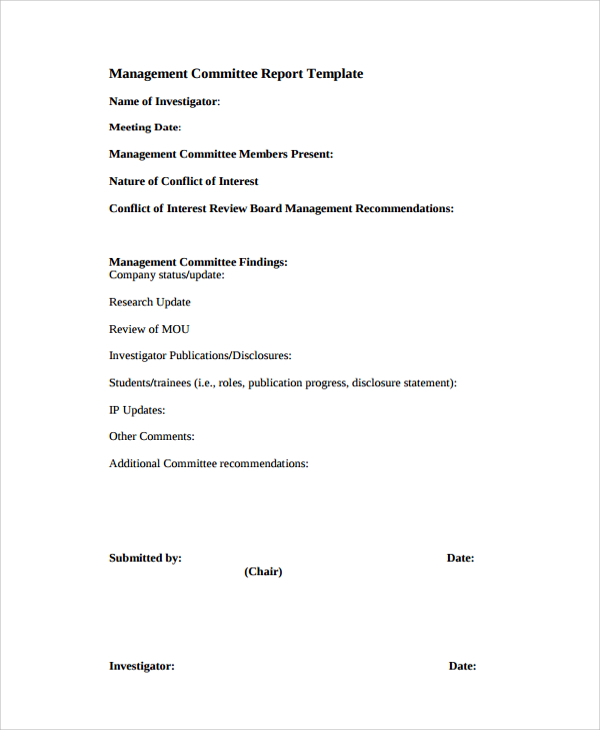 management committee report template