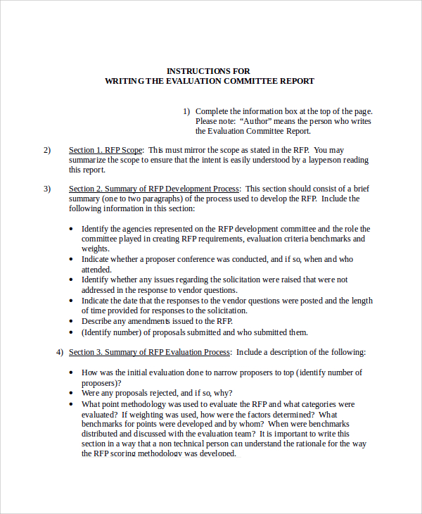 evaluation committee report template