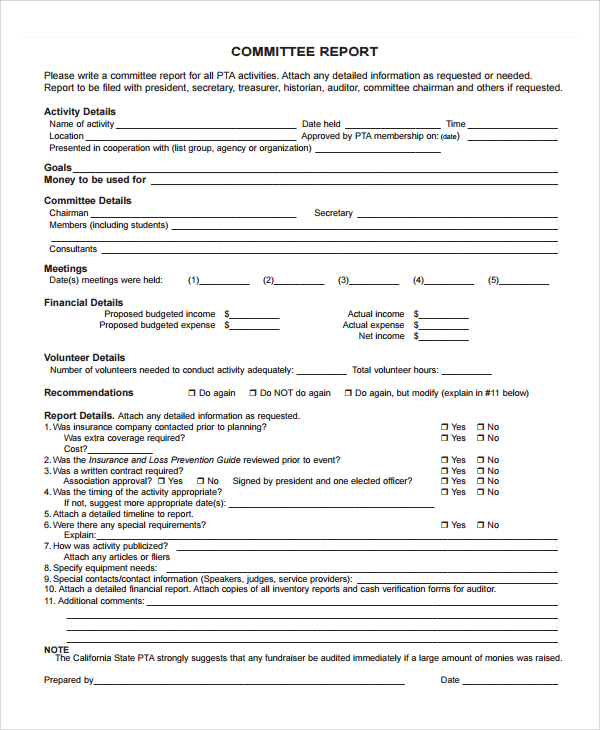 Nominating Committee Report Template PDF Template