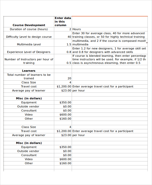 Free 7 Cost Estimate Templates In Pdf Excel Ms Word