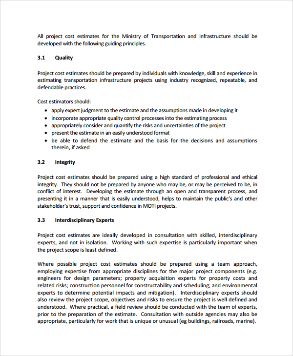 Sample Cost Estimate Templates  6+ Free Documents Downloadin PDF, Excel, Word