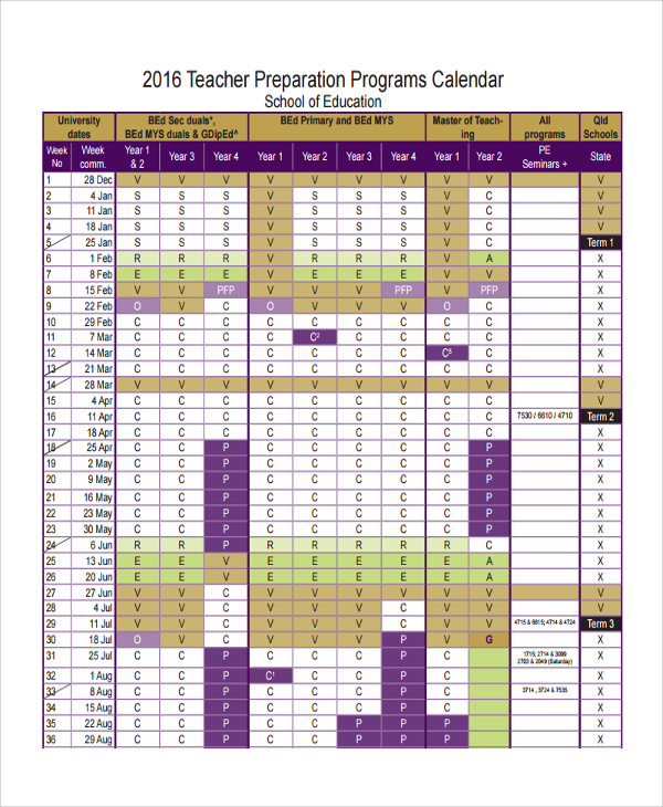 10  Teacher Calendar Templates Sample Templates