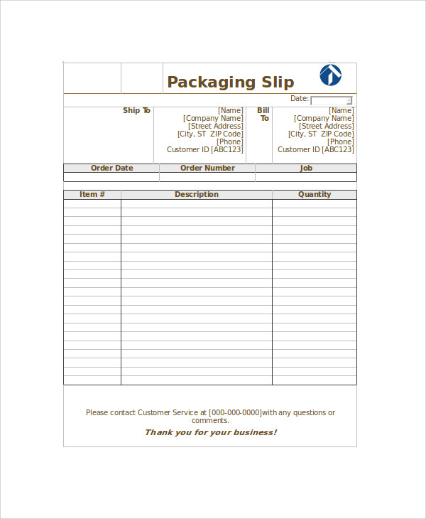 product packing shipping template