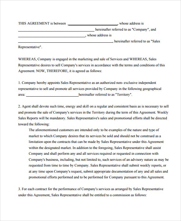 formal commission sales agreement 