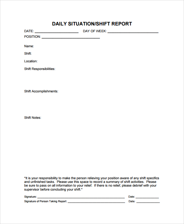 9+ Shift Report Templates Word, PDF, Pages Sample Templates