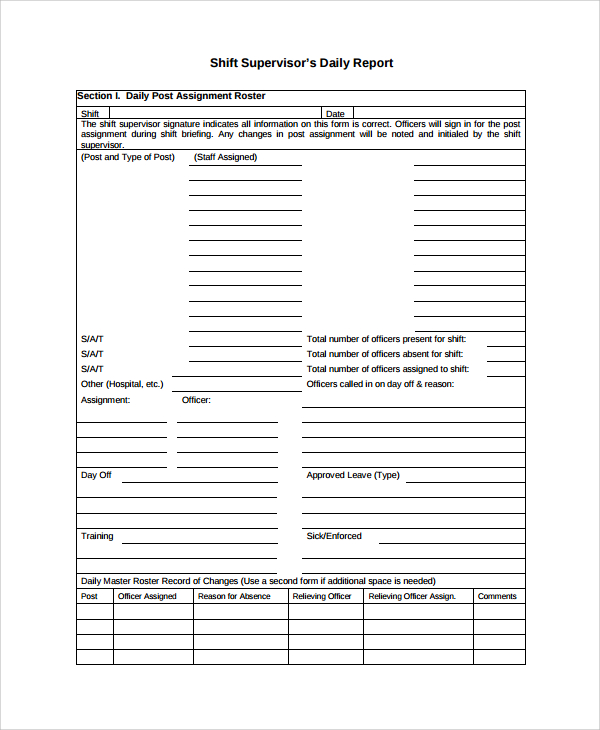 FREE 10 Shift Report Templates In MS Word PDF Pages