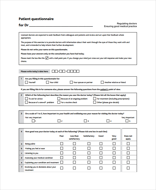 Free 9 Patient Feedback Forms In Pdf Ms Word 5852