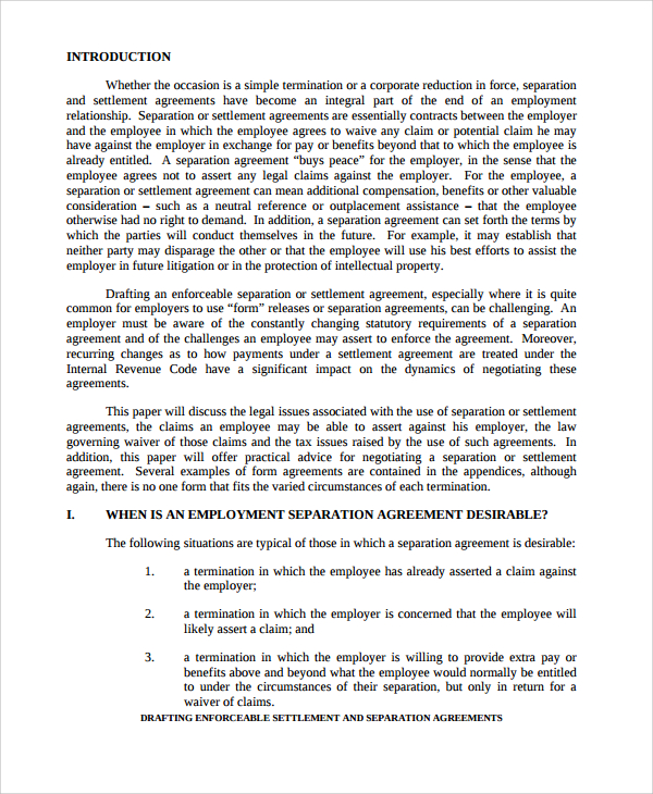 general business separation agreement