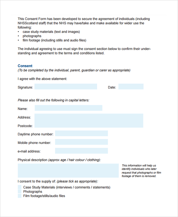 generic video consent form