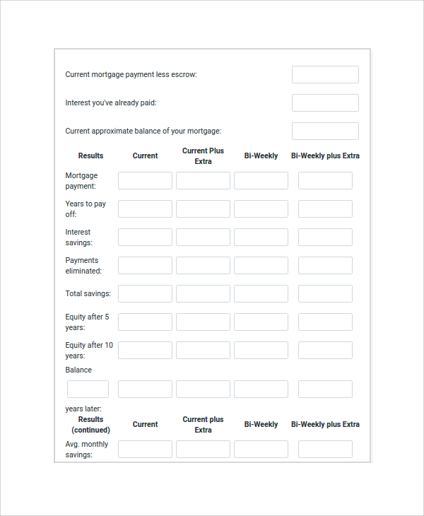 mortgage calculator reduction payment