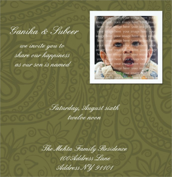 FREE 12+ Naming Ceremony Invitation Templates in PSD | PDF | MS Word |  Publisher