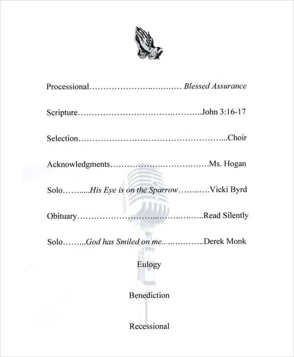 official funeral program example