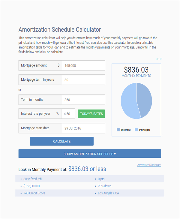 amortization bank rate mortgage calculator