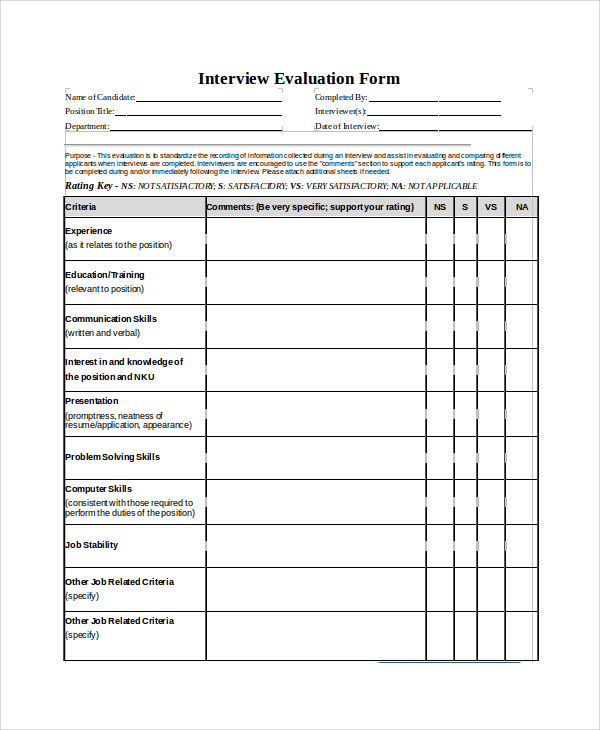 interview summary sheet template