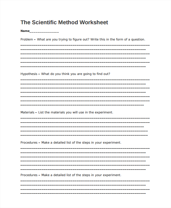 scientific method worksheet junior high
