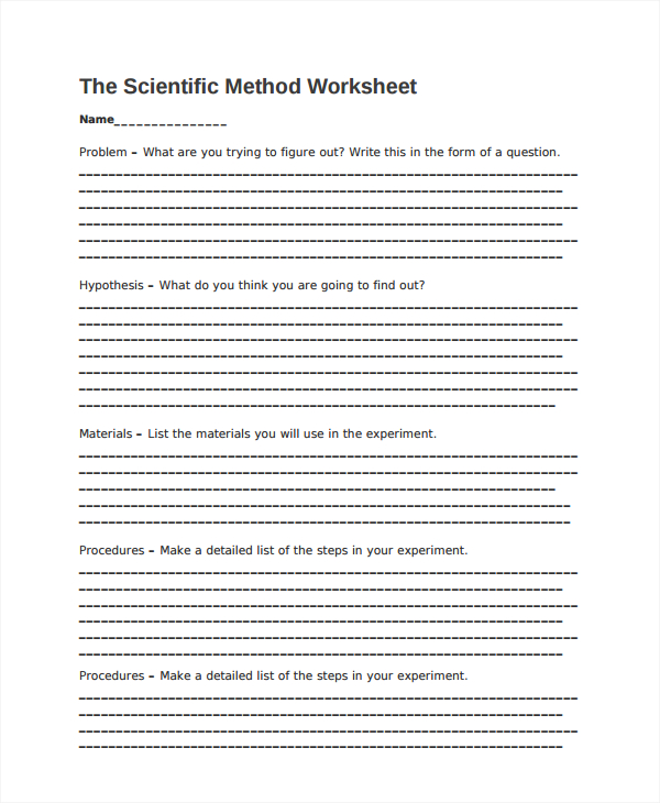 9+ Scientific Method Worksheets | Sample Templates