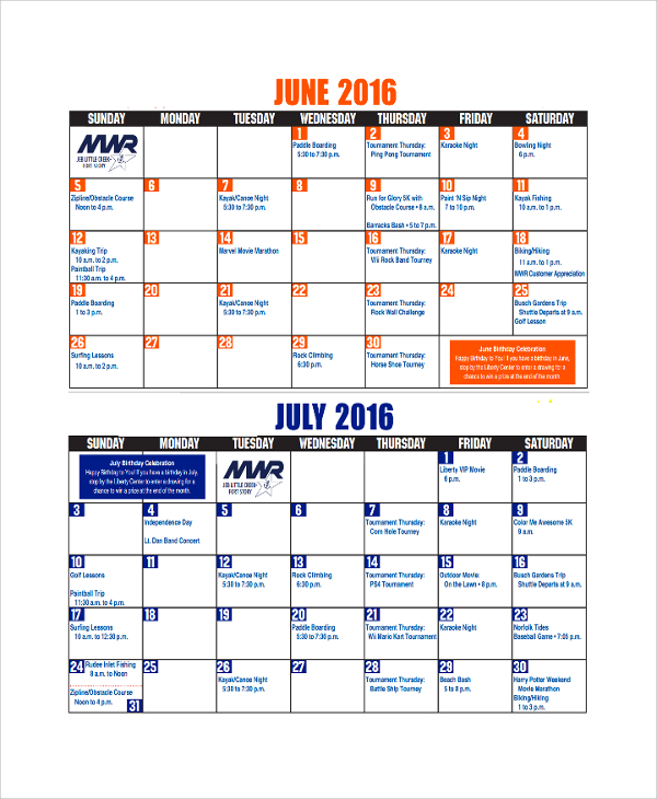 FREE 9+ Sample Quarterly Calendar Templates in PDF MS Word