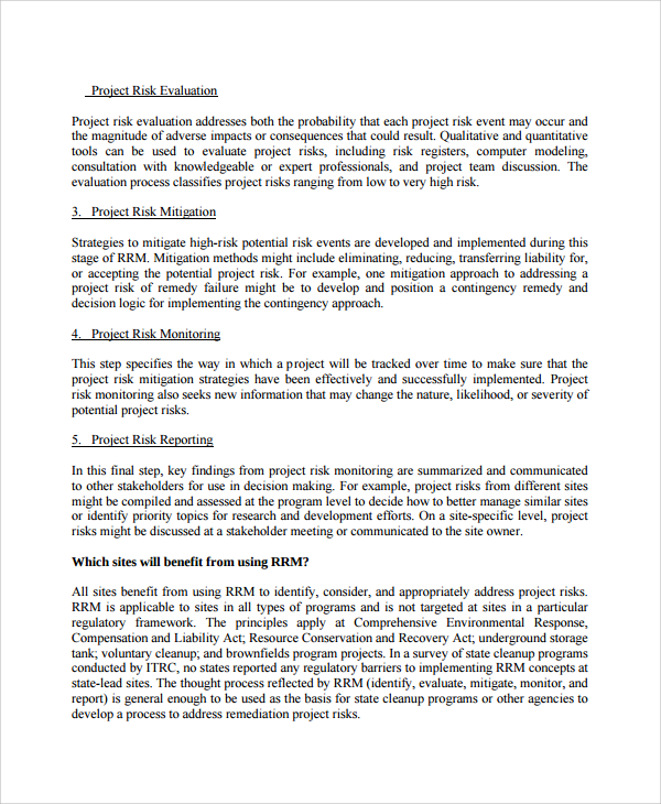 technical project risk management template