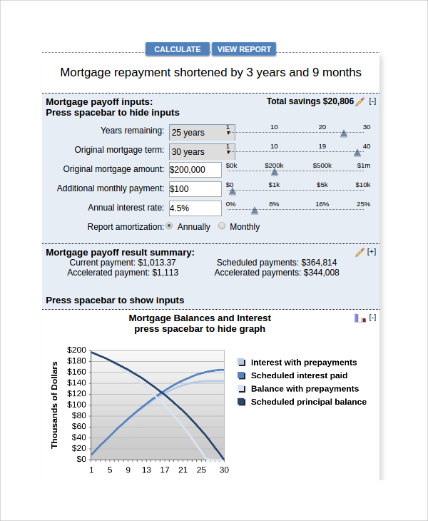 early payment mortgage calculator bankrate