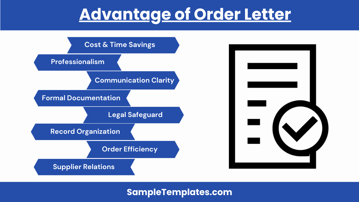 advantage of order letter