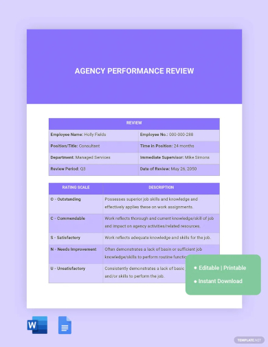 agency performance review template