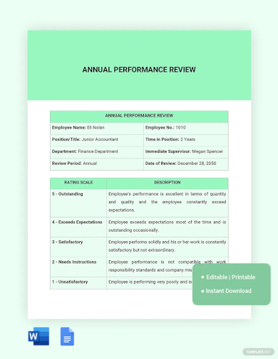 annual performance review template