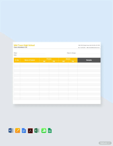 basic class attendance list template