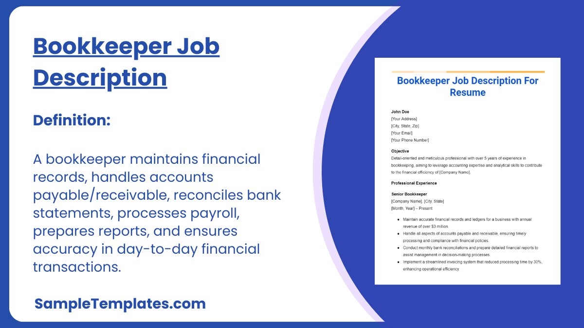 Bookkeeper Job Description