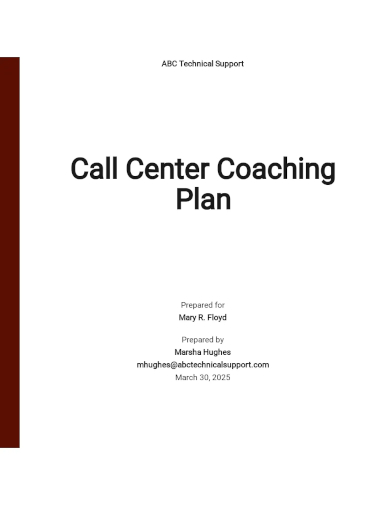 call center coaching plan template