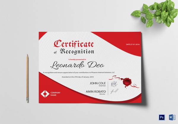 certificate of recognition design template