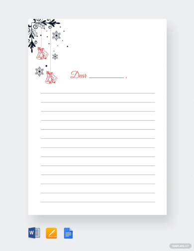 christmas bells writing paper lined template