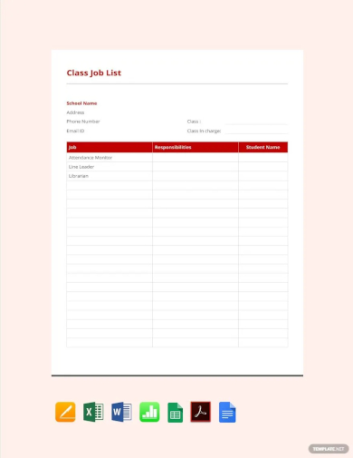 class job list template