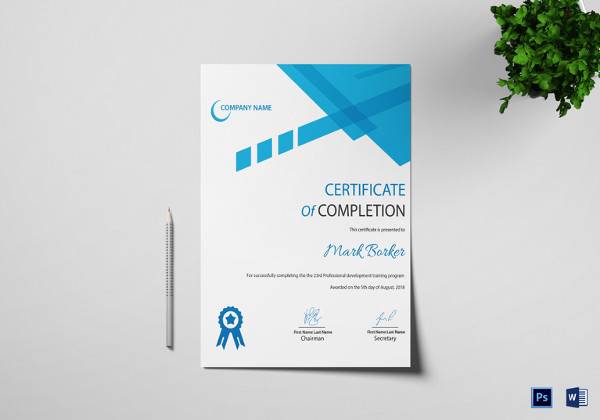 completion certificate word template