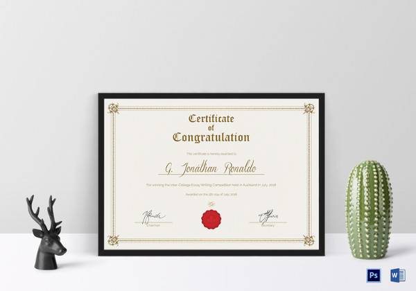 congratulations certificate psd template