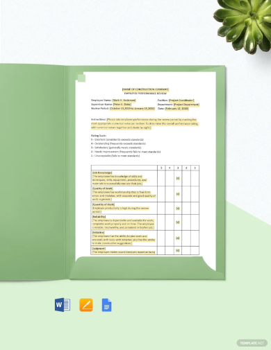 construction performance review template